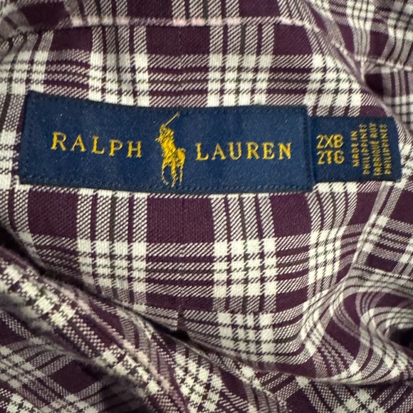 Ralph Lauren Men’s Button Down Maroon White Checkered Plaid Shirt Size 2XB - Picture 7 of 7